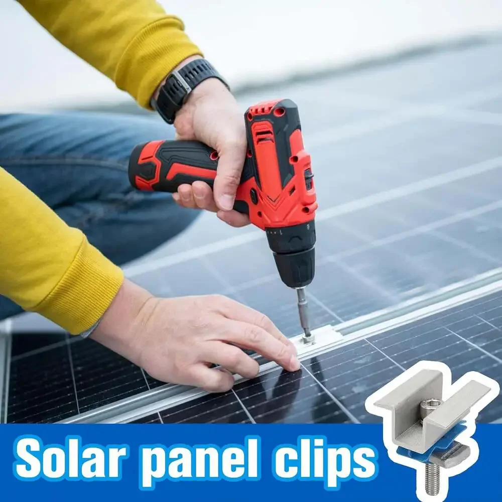 10 Pcs Adjustable Solar Panel Mounting Brackets Aluminum Support Clips for Roof